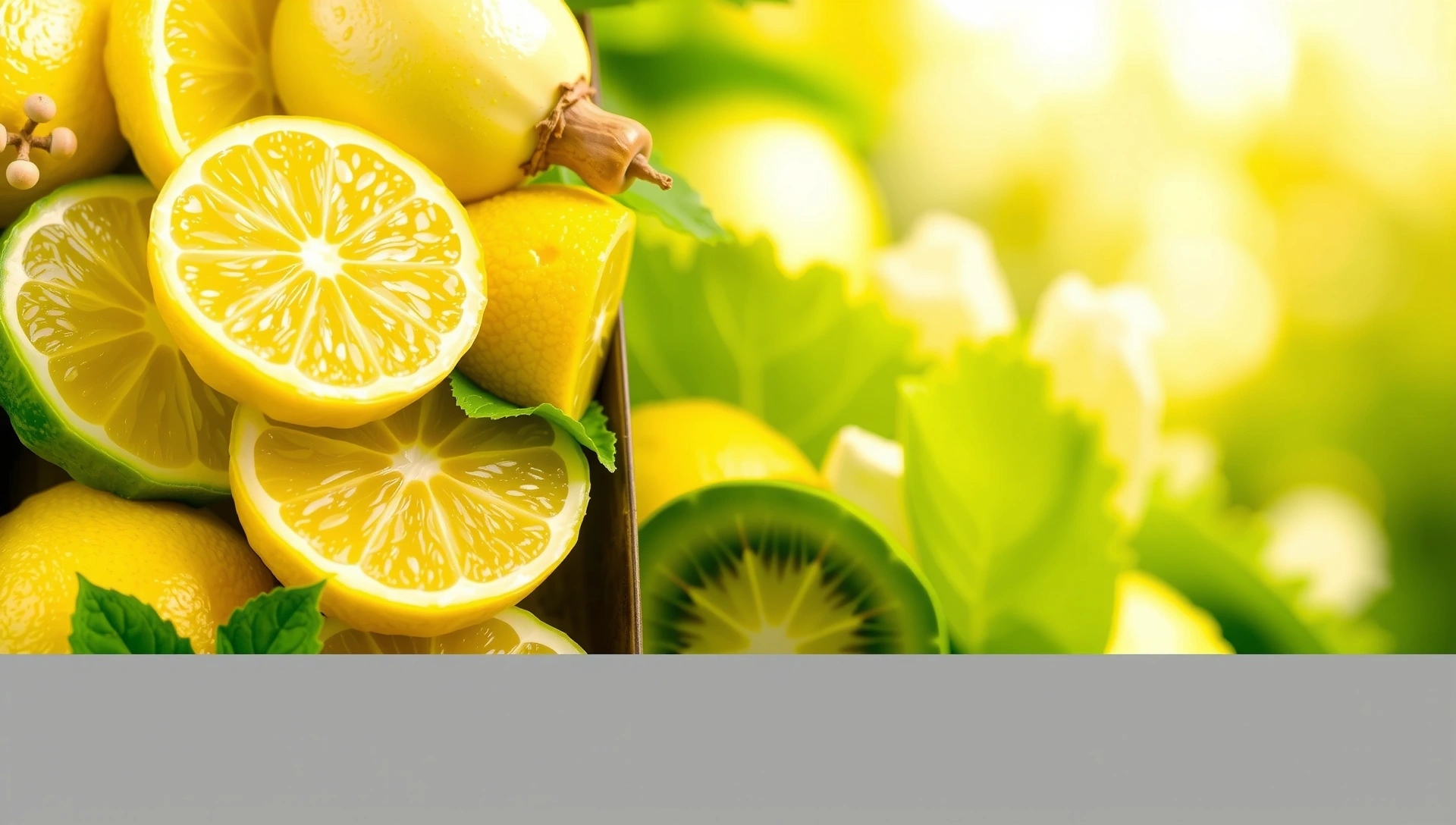 Sfondo vibrante con elementi naturali e cibi sani