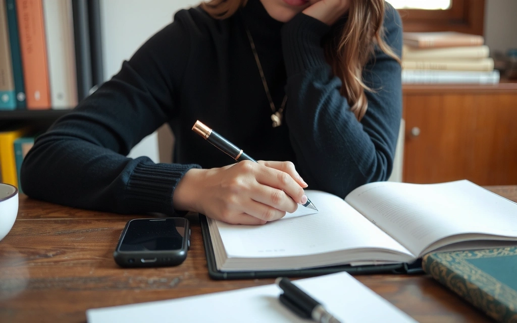 Donna che scrive in un diario, simboleggiando la personalizzazione e l'attenzione individuale