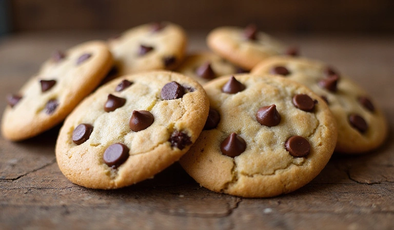 Delicious cookies on a wooden table, representing digital cookies