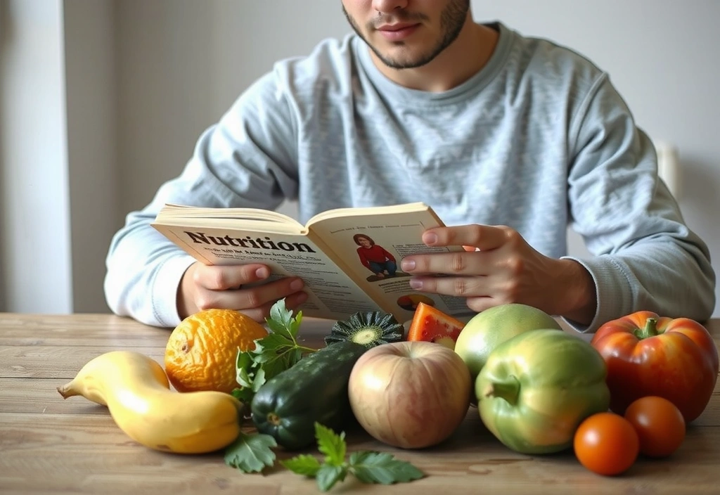 Persona che legge un libro sulla nutrizione